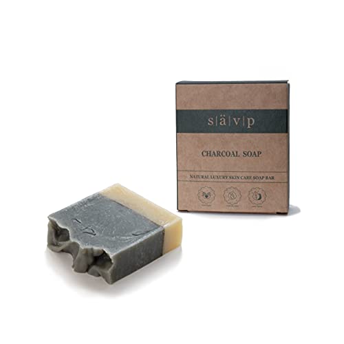 Sävp Cosmetics Charcoal Soap Bar with Olive Oil and Shea Butter – Natural Organic Vegan Essential Oils Bar