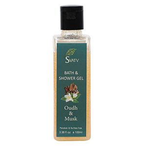 SVATV BATH & SHOWER GEL Body Wash for Men & Women - Natural Body Wash with OUDH and MUSK - Head to Toe Body Shower Cleaner - Paraben & Sulfate Free Body Wash 3.38 fl.oz.100ml by WK Organics.