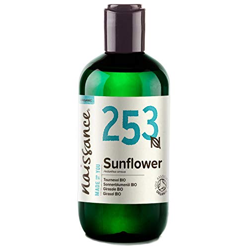 Naissance Organic Sunflower Oil 250ml - Certified Organic and Vegan - Hydrating and Moisturising Oil for Skin by WK Organics.