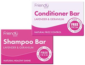 Friendly Soap Natural Lavender & Geranium Shampoo & Conditioner Bar Duo by WK Organics.