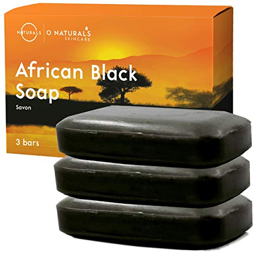 O Naturals Black Soap African Bar Soap Moisturizing Organic Ingredients Shea Butter Natural Vegan Hand Body & Face Soap Acne Problematic Skin Luxurious Triple Milled Soap