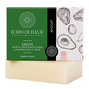 Écrin De Fleur | Certified Organic Avocado Soap Bar | Handmade in France | Avocado & Jojoba Oils | Rich in Vitamin E | Ideal for Delicate Skin | Suitable for Frequent Hand Wash | Cold Process | 100g by WK Organics.
