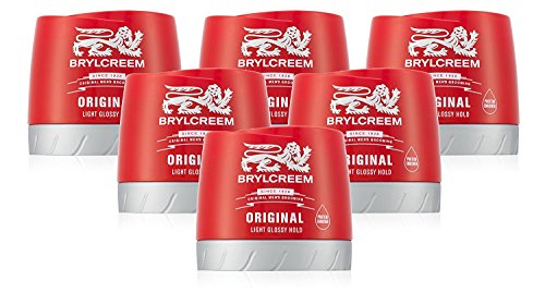 6x Brylcreem ORIGINAL LIGHT GLOSSY HOLD Mens Hair Styling Cream RED TUB 150ml by Brylcreem by WK Organics. C