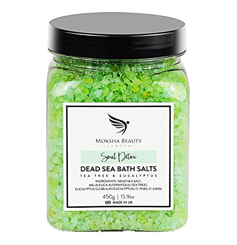 Tea Tree Foot Soak Aromatherapy Bath Salts - Made in UK (450g) Natural Dead Sea Salts for Women