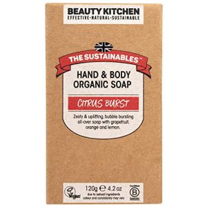 Beauty Kitchen Hand & Body Organic Soap with Essential Oils - The Sustainables Citrus Burst - 120g Vegan Soap Bar - Eco-friendly and Sustainable Products by WK Organics.