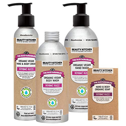 Beauty Kitchen The Sustainables Botanic Bliss Value Body Kit Gift Bundle - Organic Vegan Cosmetics - Vegan Body Wash