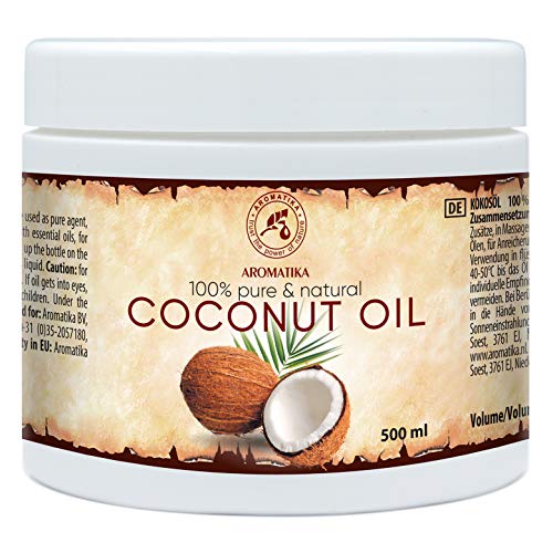 Coconut Oil 500ml - Cocos Nucifera Oil - Indonesia - 100% Pure & Natural Cold Pressed - Best Benefits for Skin Hair Face Body Care - Unrefined Coconut Oils by WK Organics.