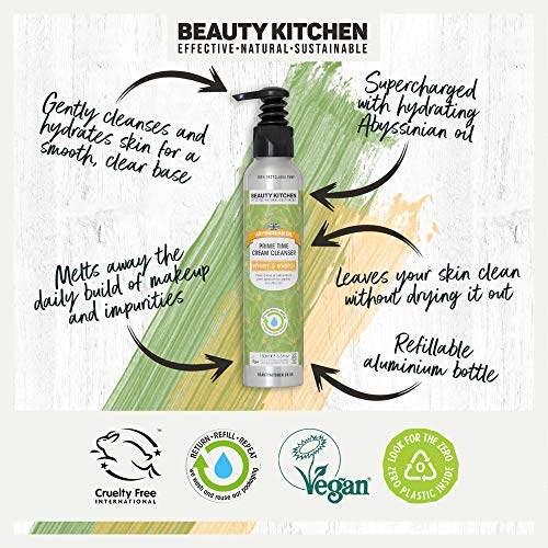 Beauty Kitchen Abyssinian Oil Complete Hydra Boost Kit for Face with Organic Ultra-Hydrating Plant Seed Oils - Vegan Day Cream/Cleanser/Oil/Sponge - Sustainable Vegan Gifts - Eco-friendly Products by WK Organics. C