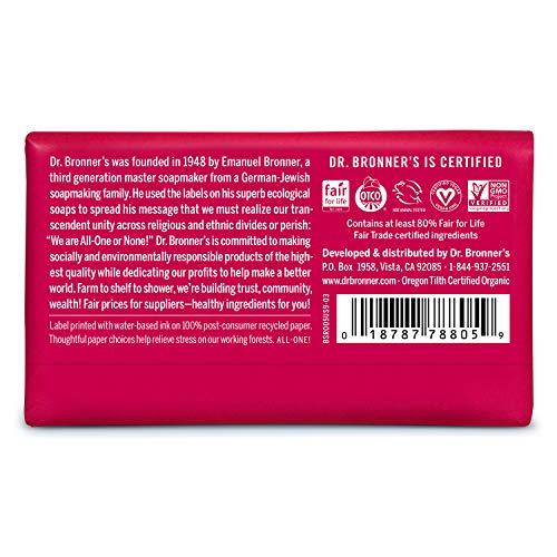 Dr. Bronner's Rose Bar Soap Made with Organic Ingredients 140 g by WK Organics. C