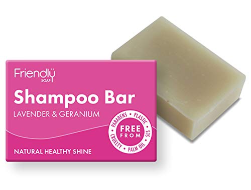 Friendly Soap Natural Lavender & Geranium Shampoo & Conditioner Bar Duo by WK Organics. C