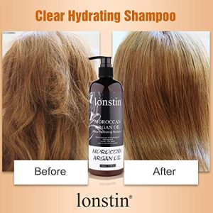 lonstin Moroccan Argan Oil Clear Shampoo Daily Moisture & Cleanse - Hair Shampoo for Dry Damaged Frizzy Curly Hair
