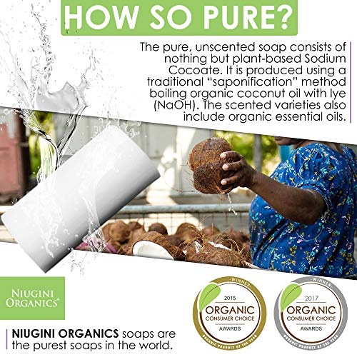NIUGINI ORGANICS Antibacterial Organic Natural Vegan Soap Bar - Anti-Bacterial Coconut Soap - Nourishing Hand Soap - 100% Natural Soap - Soap Gift Set - Mixed Soap Set (4x1 Taster Pack) by WK Organics. B