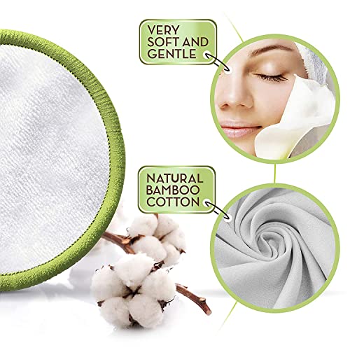 Greenzla Reusable Makeup Remover Pads (20 Pack) With Washable Laundry Bag And Round Box for Storage | Organic Bamboo Cotton Rounds For All Skin Types - Eco-Friendly Reusable Cotton Pads by WK Organics. C