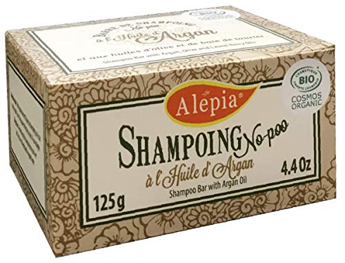 Alepia No-Poo Shampoo Bar with Organic Argan Oil 125 g Certified Organic Cosmos Nourishes Hair and Eliminates Dandruff by WK Organics. C