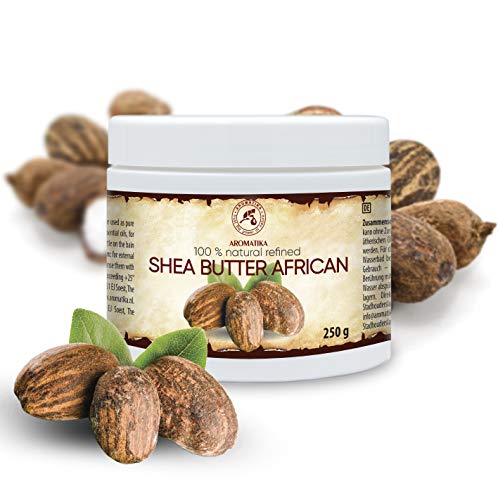 Shea Butter African 250g - Refined - Butyrospermum Parkii Butter - African -Ghana - 100% Pure & Natural - Sheabutter - Best for Hair - Skin - Lip - Face - Body care - Karite Shea Butter by WK Organics. B