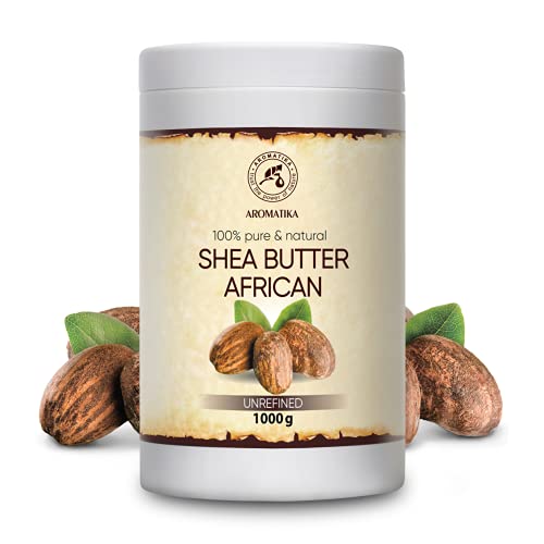 Unrefined Shea Butter 1000g - Cold Pressed - Africa - Ghana - 100% Pure & Natural Shea Butter Body Butter - Unrefined Raw - Intensive Care for the Face - Body - Hair by WK Organics. C