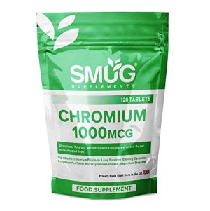 Chromium 1000mcg Supplement - 120 Chromium Picolinate Tablets - Can Contribute to Normal Blood Glucose/Sugar Levels and a Healthy Metabolism - High Strength Chromium Pills at WK Organics UK online shop in: Health & Personal Care B