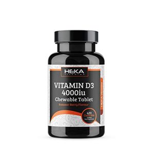 Vitamin D Chewable Tablets – 4000iu High Strength Vitamin D3 - Immune System Support - 420 Summer Berry Supplements - Suitable for Vegetarians - Adults High Dose - Easy Swallow at WK Organics UK online shop in: Health & Personal Care B