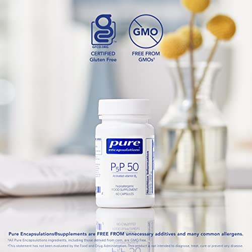 Pure Encapsulations - P5P 50 - Activated Vitamin B6 - Pyridoxal-5'-Phosphate Tiredness and Fatigue Supplement - 60 Capsules at WK Organics UK online shop in: Health & Personal Care