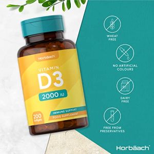 Vitamin D 2000iu | 200 Softgel Capsules | High Strength D3 | Bone Health & Immune Supplement | Non-GMO