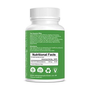 Sasana Nutrition Vitamin B12 Tablets High Strength 1000mcg - 180 Vegan/Vegetarian Tablets 6 Months Supply – B12 Vitamin Manufactured in The UK at WK Organics UK online shop in: Health & Personal Care