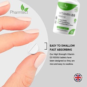 Vitamin D 1000iu - Premium Vitamin D3 Easy-Swallow Micro Tablets - One a Day High Strength Cholecalciferol VIT D3 - Vegetarian Supplement - Made in The UK by Pharmtect at WK Organics UK online shop in: Health & Personal Care