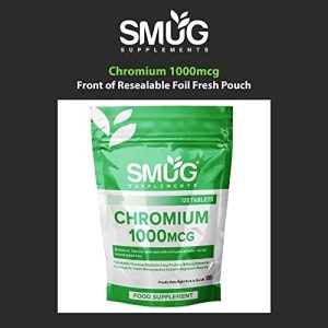 Chromium 1000mcg Supplement - 120 Chromium Picolinate Tablets - Can Contribute to Normal Blood Glucose/Sugar Levels and a Healthy Metabolism - High Strength Chromium Pills at WK Organics UK online shop in: Health & Personal Care