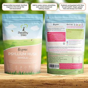 Organic Psyllium Husk (Whole) by TheHealthyTree Company - High Fibre Prebiotic - Vegan