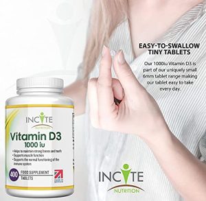 Vitamin D 1000iu - 400 Premium Vitamin D3 Easy-Swallow Micro Tablets - One a Day High Strength Cholecalciferol VIT D3 - Vegetarian Supplement - Made in The UK by Incite Nutrition at WK Organics UK online shop in: Health & Personal Care