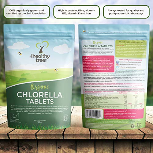 Organic Chlorella Tablets by TheHealthyTree Company - High in Vitamin B12 and E