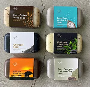 O Naturals 6-Piece Black Bar Soap Collection. 100% Natural. Organic Ingredients. Essential Oils Helps Acne Skin Moisturizes