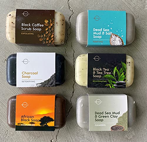 O Naturals 6-Piece Black Bar Soap Collection. 100% Natural. Organic Ingredients. Essential Oils Helps Acne Skin Moisturizes
