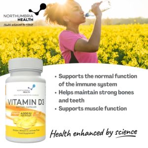 Vitamin D 4000 IU | Maximum Strength |365 Easy to Swallow Softgels | A Years Supply | High Strength Vitamin D3 | Manufactured in The UK by Northumbria Health at WK Organics UK online shop in: Health & Personal Care