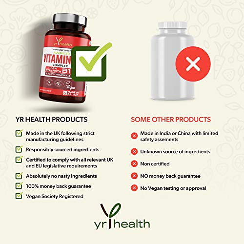 Vegan Vitamin B Complex Advanced - All 8 High Strength B Vitamins & Added Vitamin C