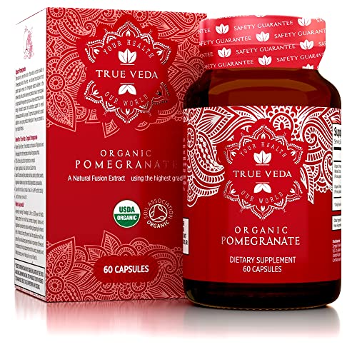 Organic Pomegranate Capsules - Certified Organic by Soil Association | Vegetarian & Vegan Friendly | Ayurveda | 60 Easy Swallow Pomegranate Tablets | Manufactured in The UK at WK Organics UK online shop in: Health & Personal Care B