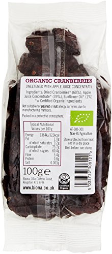 Biona Organic Cranberries 100g(Packaging may vary) at WK Organics UK online shop in: Grocery C