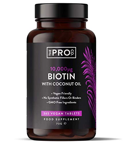 000mcg with Coconut Oil – 365 Vegan Tablets (Full Year Supply) – Biotin Tablets – Multi-Nutrient Hair and Skin Vitamins for Men & Women – Made in The UK by The Pro Co. at WK Organics UK online shop in: Health & Personal Care