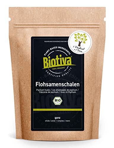 Biotiva Psyllium Husks 99% Pure Organic 1000g - Controlled Food Quality - Rich in Fibres - Resealable Zip Closure - Packed and Controlled in Germany (DE-ECO-005) at WK Organics UK online shop in: Health & Personal Care B