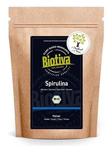 Biotiva Spirulina Powder Organic 500g - Algae Powder - Packed and Controlled in Germany (DE-ECO-005) at WK Organics UK online shop in: Health & Personal Care B