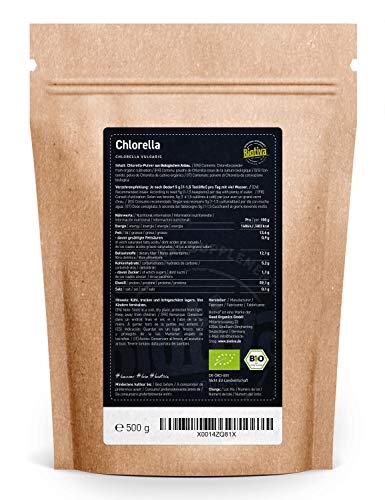 Chlorella Powder Organic 500g - Chlorella Vulgaris - Algae - Packed and Controlled in Germany (DE-ECO-005) at WK Organics UK online shop in: Health & Personal Care C