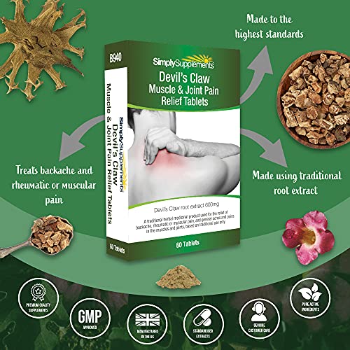 Devil's Claw Tablets Muscle & Joint Pain Relief (THR) | 60 Tablets | 100% Money Back Guarantee | Manufactured in The UK at WK Organics UK online shop in: Health & Personal Care C