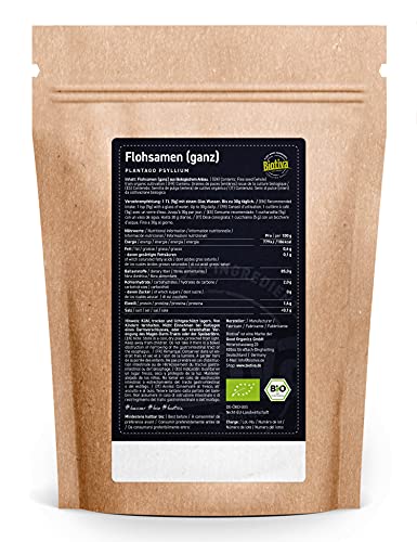 Flea Seeds Organic Whole 1kg - 99% Purity - Resealable Zip Closure - Lactose- and Glutenfree