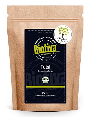 Tulsi Powder Organic 250g - Indian Basil - Ocimum Tenuiflorum - Royal Basil - Vegan - Bottled and Controlled in Germany (DE-ÖKO-005) at WK Organics UK online shop in: Health & Personal Care B