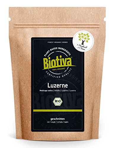 Biotiva Lucerne Cut Bio 100g - Medicago Sativa - Herbal Tea - Bottled and Controlled in Germany (DE-ÖKO-005) at WK Organics UK online shop in: Health & Personal Care B