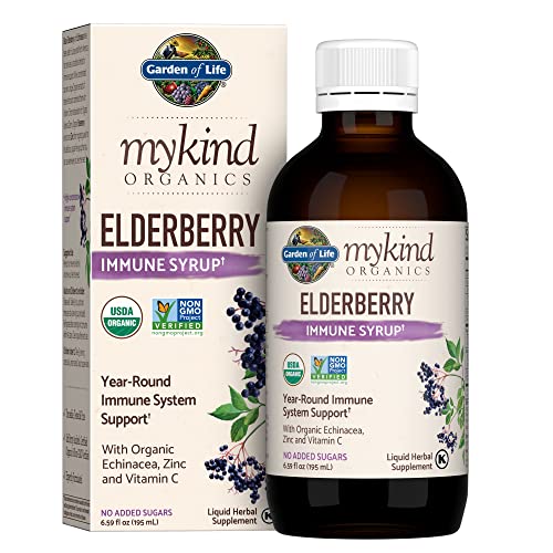 Garden of Life MyKind Organic Elderberry Immune Syrup 195ml at WK Organics UK online shop in: Health & Personal Care B