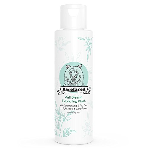 BeBarefaced Natural Anti Blemish Tea Tree and Salicylic Acid (BHA) Exfoliating Face Wash - Vegan and Organic Facial Exfoliator for Oily Skin - Anti Shine and Spot Pimple Treatment at WK Organics UK online shop in: Beauty B