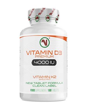 Nutriodol Vitamin D3 4000iu 180 High Strength Tablets | Enhanced with Free Vitamin K2 2µg MK7 | Family Sized 100 Days Supply | Maintain Health & Beat Winter Blues | Natural Vitamin D3 Supplement at WK Organics UK online shop in: Health & Personal Care B