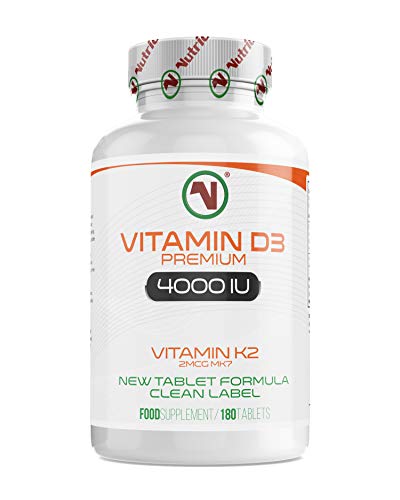Nutriodol Vitamin D3 4000iu 180 High Strength Tablets | Enhanced with Free Vitamin K2 2µg MK7 | Family Sized 100 Days Supply | Maintain Health & Beat Winter Blues | Natural Vitamin D3 Supplement at WK Organics UK online shop in: Health & Personal Care B