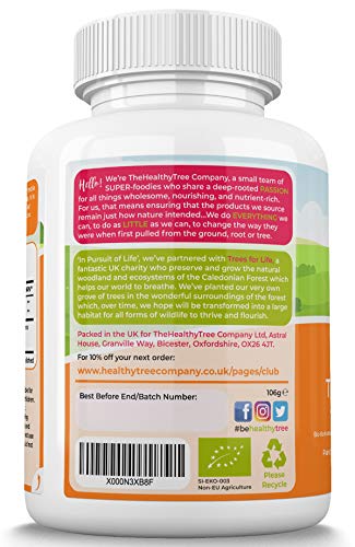 Organic Turmeric Capsules by TheHealthyTree Company - High Strength with BioPerine Black Pepper Extract - Vegan Turmeric Curcumin Root Tablets - 120 x 750mg per Capsule at WK Organics UK online shop in: Health & Personal Care C