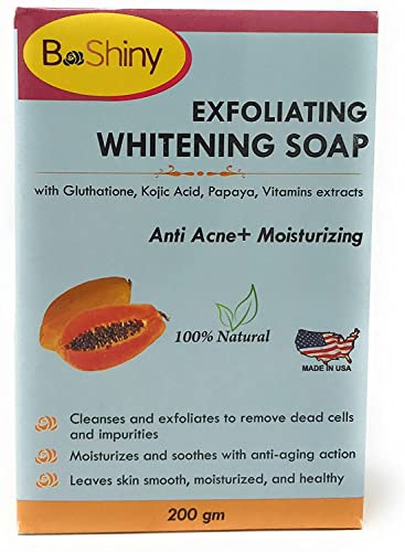 Skin Lightening Brightening Soap with Glutathione Kojic Acid Papaya Vitamins Anti Acne Anti Aging Face Moisturizer 200 g to lighten blemishes dark spots Prevent Pimples and remove blackheads at WK Organics UK online shop in: Beauty B
